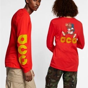 LIMITED Nike ACG Hiking Long Sleeve Tee Size Small Red Gorpcore